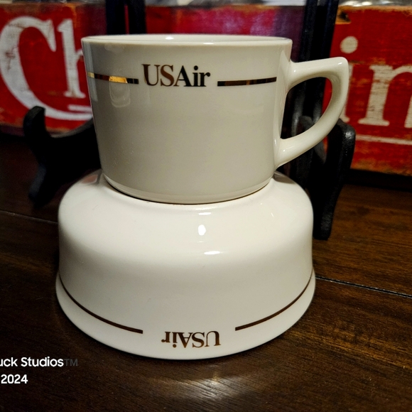 USAir Small Bowl Coffee Cup Set Mayer & Abco Vintage Airline Dishes - Picture 1 of 10